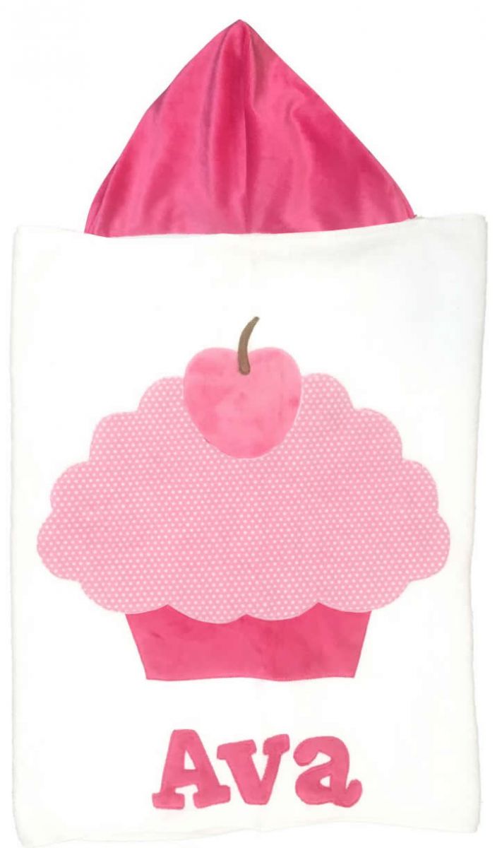 Cupcake Dimples Plush Minky Hooded Towel