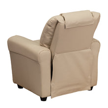 Load image into Gallery viewer, Beige Vinyl Kids Recliner with Cup Holder and Headrest
