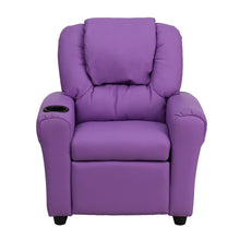 Load image into Gallery viewer, Lavender Vinyl Kids Recliner with Cup Holder and Headrest
