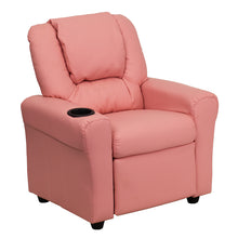 Load image into Gallery viewer, Light Pink Vinyl Kids Recliner with Cup Holder and Headrest
