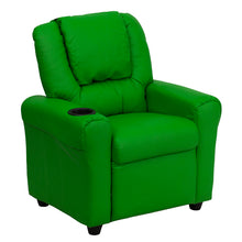 Load image into Gallery viewer, Lime Green Vinyl Kids Recliner with Cup Holder and Headrest
