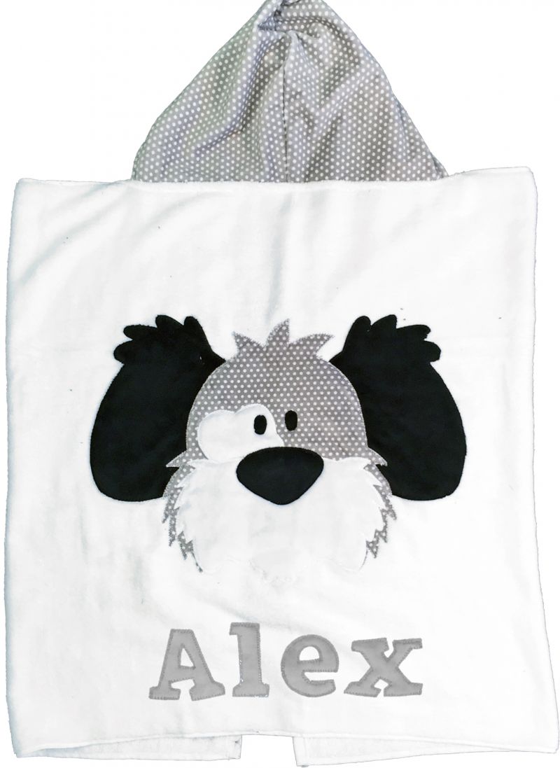 My Dog Spot Dimples Plush Minky Hooded Towel