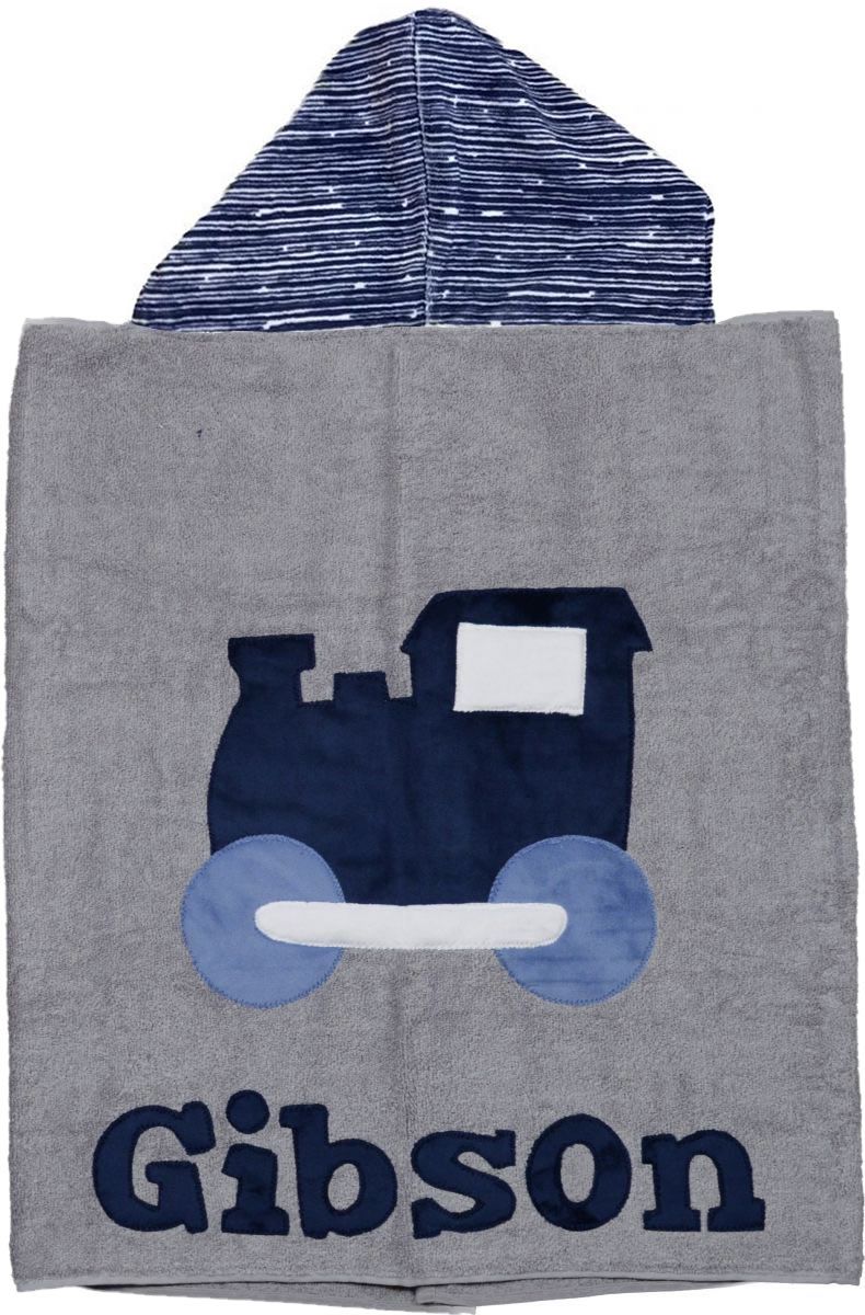Train Dimples Plush Minky Hooded Towel