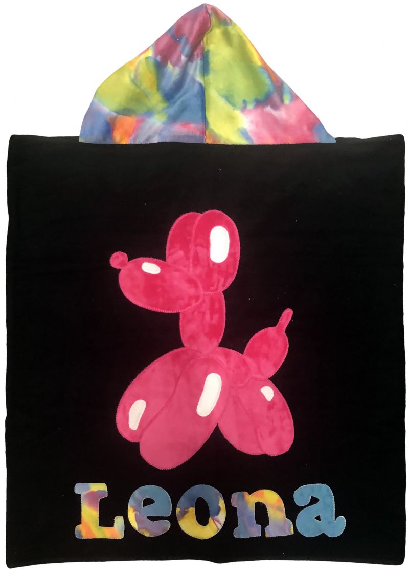 Balloon Dog Dimples Plush Minky Hooded Towel