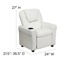 Load image into Gallery viewer, White Vinyl Kids Recliner with Cup Holder and Headrest
