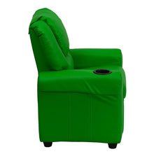 Load image into Gallery viewer, Lime Green Vinyl Kids Recliner with Cup Holder and Headrest
