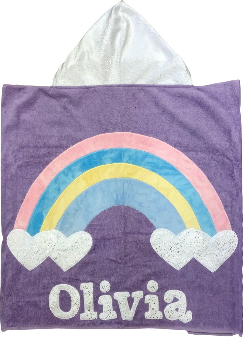 Rainbow Dimples Plush Minky Hooded Towel
