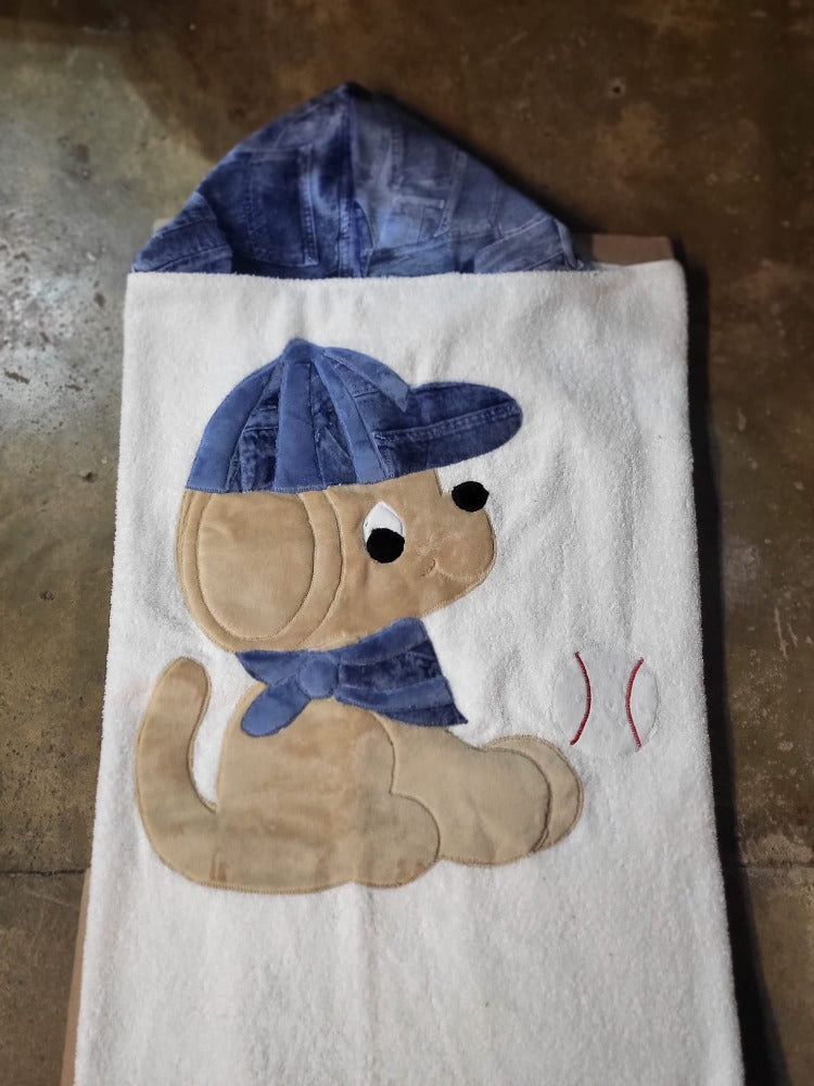 Sporty Pup Dimples Plush Minky Hooded Towel