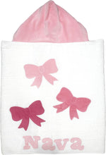 Load image into Gallery viewer, Triple Bows Dimples Plush Minky Hooded Towel
