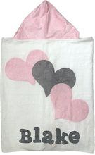 Load image into Gallery viewer, Triple Heart Dimples Plush Minky Hooded Towel
