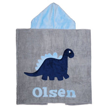 Load image into Gallery viewer, Dinosaur Dimples Plush Minky Hooded Towel
